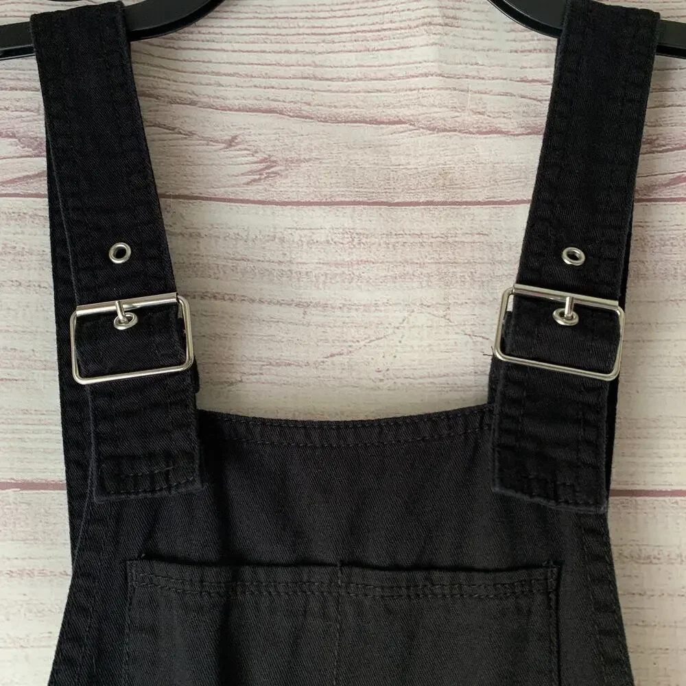 H&M Divided Black Bib Overall Jumpsuit Joggers Cargo Utility Size 0